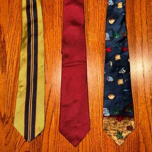 Vintage 1970’s 1980’s 1990’s Wide Silk Ties - Grouping of 3